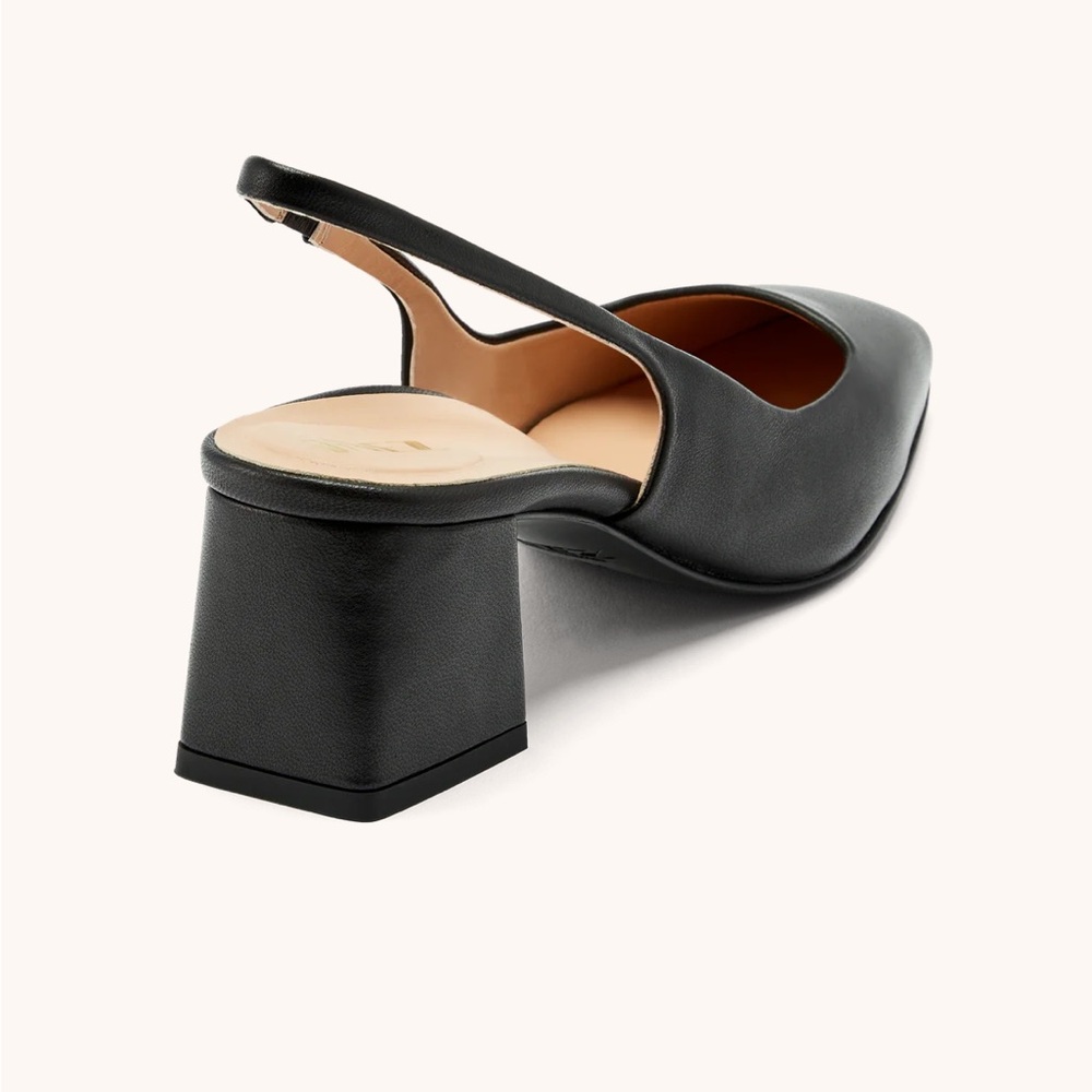 INEZ Black Leather Slingback Heels - Picture 6 of 9